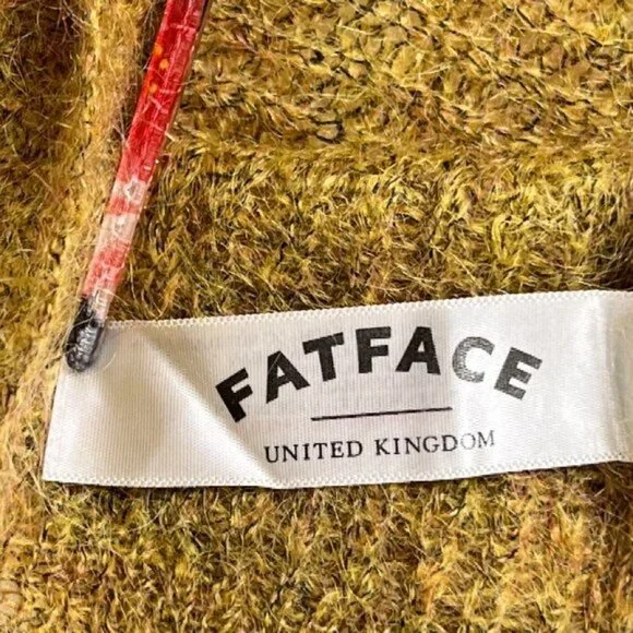 Fat Face Mohair Blend United Kingdom Golden Haze Yellow V Neck Sweater 14 EUC - Picture 7 of 8